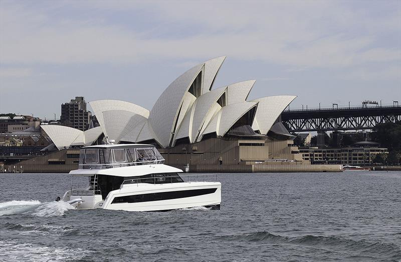 Fountaine Pajot MY44 on Sydney Harbour photo copyright John Curnow taken at  and featuring the Power boat class