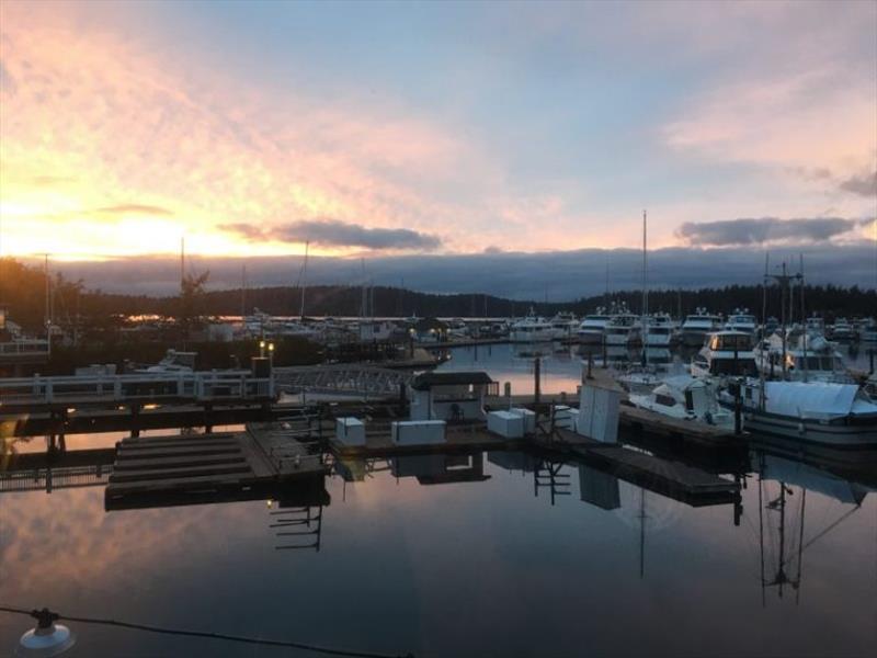 Sunset at Roche Harbor photo copyright Back Cove Yachts taken at  and featuring the Power boat class