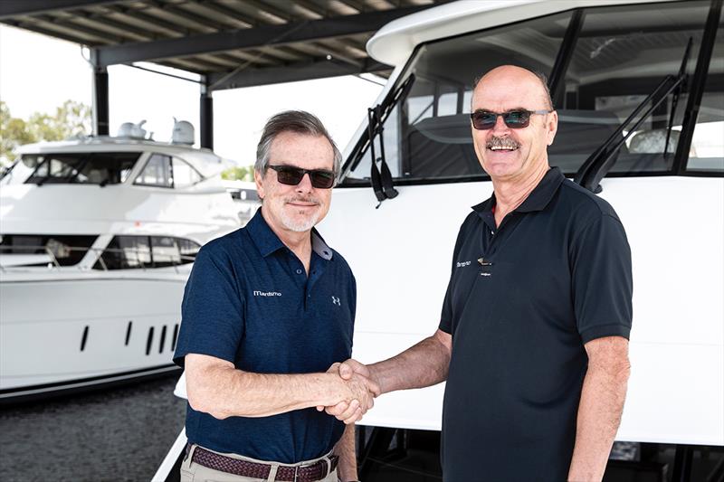 Maritimo Americas' President, Dave Northrop (L) with Phil Candler (Operations GM) on the right photo copyright Darren Gill taken at  and featuring the Power boat class