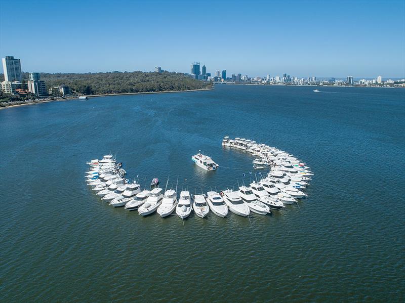 43 Riviera owners and their families at Matilda Bay on Perth's Swan River  for R Marine Perth's annual raft-up photo copyright Riviera Studio taken at  and featuring the Power boat class