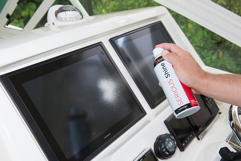 Spray, wipe and touchscreens are completely clean photo copyright Barry Berhoff taken at  and featuring the Power boat class