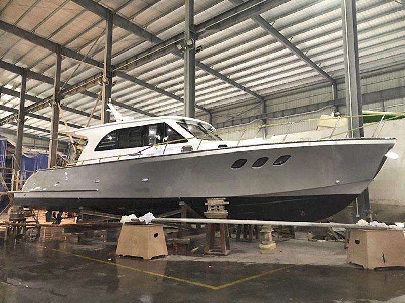 The very new Newport Motor Yachts 460 nears completion photo copyright Al Francis / Newport Motor Yachts taken at  and featuring the Power boat class