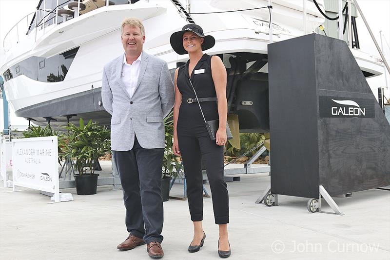 Todd Holzapfel and one of the Galeon Aides de Mission at the launch of Galeon in Australia photo copyright John Curnow taken at  and featuring the Power boat class