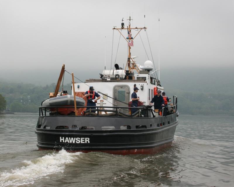 As a fog lifts, the U.S. Coast Guard Cutter Hawser sails up the Hudson River north of the U.S. Military Academy at West Point, May 05, 2009 photo copyright PAC Bob Laura taken at  and featuring the Power boat class