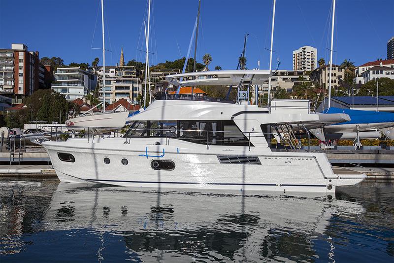 Hull #4 of the new Beneteau Swift Trawler 47 has just arrived in Australia for her premiere at the Sydney International Boat Show photo copyright John Curnow taken at Cruising Yacht Club of Australia and featuring the Power boat class