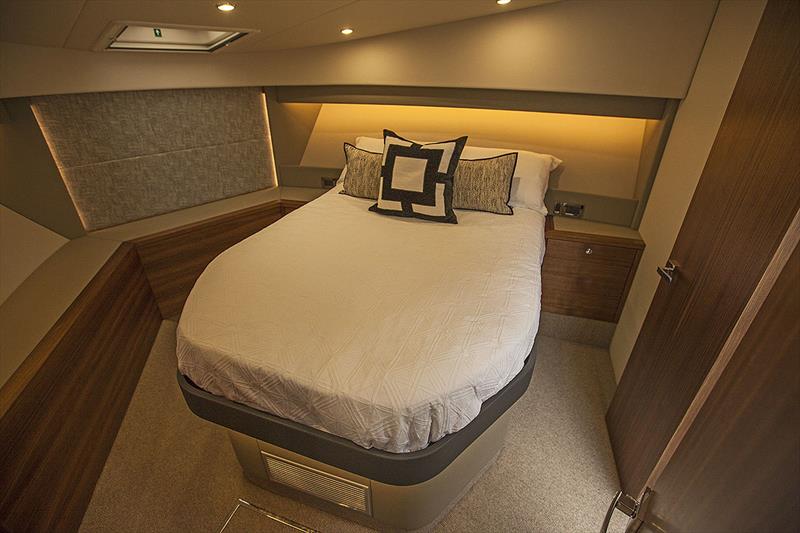 For'ard VIP Stateroom with offset island Queen bed, and loads of storage photo copyright John Curnow taken at  and featuring the Power boat class