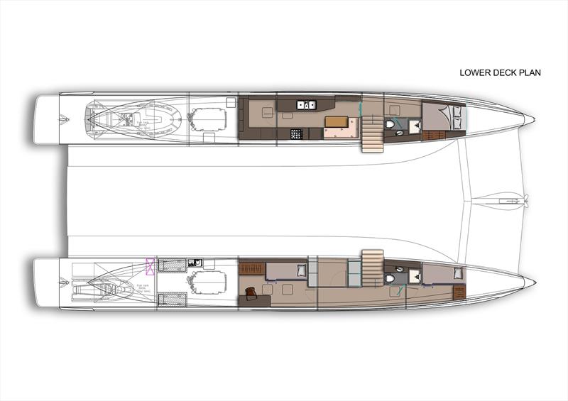 Lower Deck Plan - New AmaSea 84 catamaran photo copyright AmaSea Yachts taken at  and featuring the Power boat class