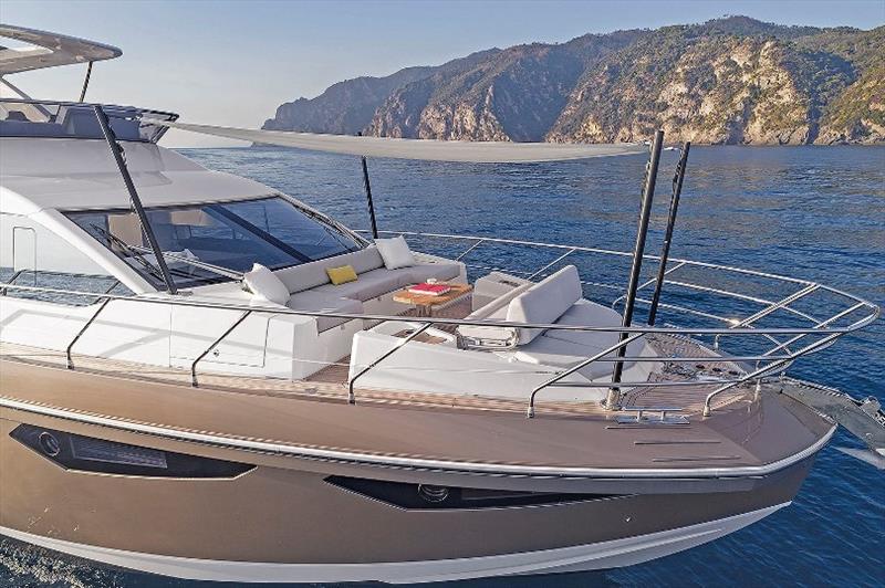 Azimut 60 Foredeck Lounge area with Bimini photo copyright Azimut Yachts taken at  and featuring the Power boat class