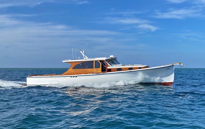 The first of the Wooden Boat Shop Deal Island 50's, 'Gina' glides along during sea trials photo copyright Photo supplied taken at Sorrento Sailing Couta Boat Club and featuring the Power boat class