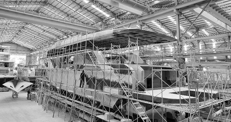 CC98 under construction photo copyright Horizon Yachts taken at  and featuring the Power boat class