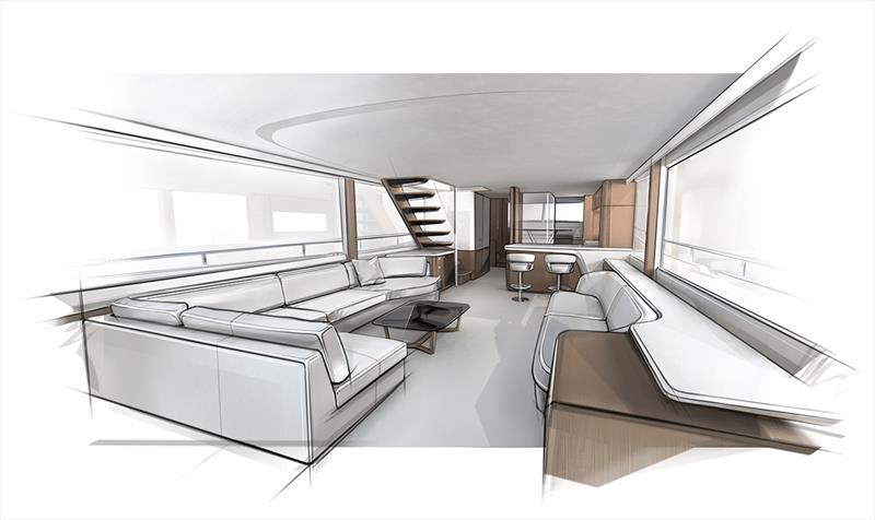 Princess X80 interior saloon sketch photo copyright Princess Yachts taken at  and featuring the Power boat class