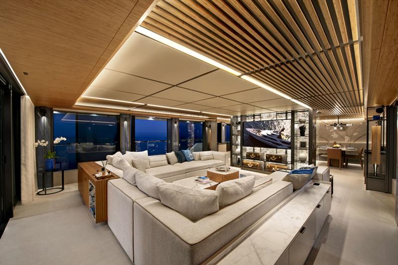 55m Al Waab - Sitting area photo copyright Alia Yachts / Pozitif Studio taken at  and featuring the Power boat class