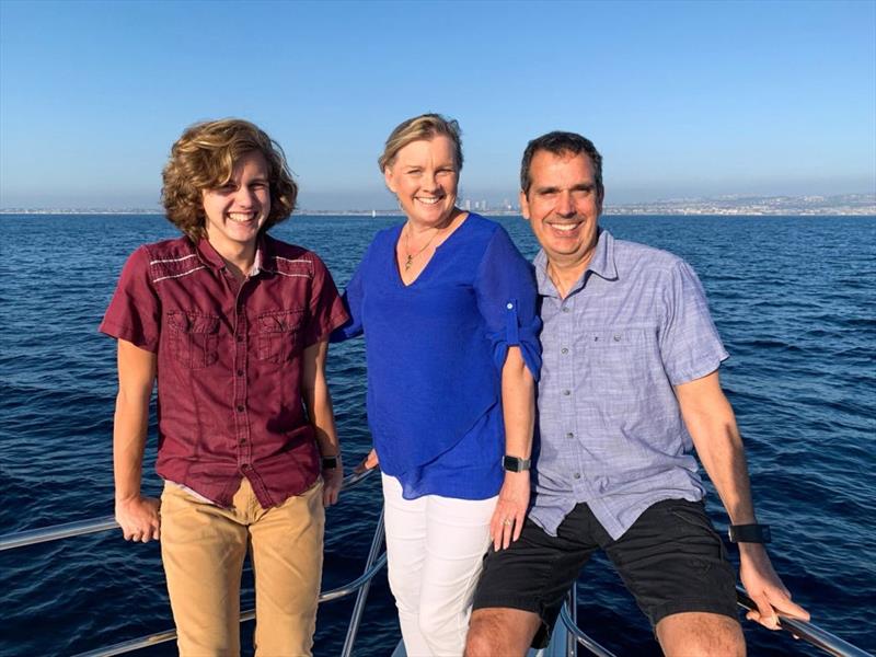 A younger Ben aboard Island RV with Anita and Mark off the Californian Coast photo copyright Riviera Australia taken at  and featuring the Power boat class