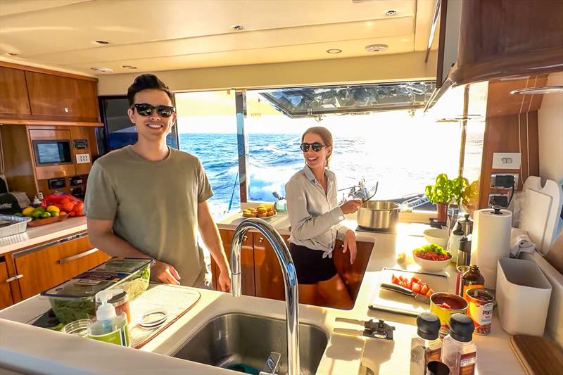 Kyle also undertook chef duties - using the grill aboard the 525 SUV as well as cooking up a storm (of the culinary kind) with Quincey in the galley photo copyright Riviera Australia taken at  and featuring the Power boat class