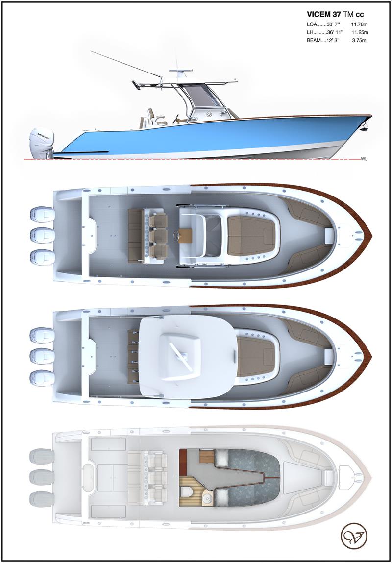 Vicem TM37 layout photo copyright Vicem Yachts taken at  and featuring the Power boat class