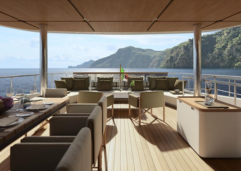 Navetta 38 - Upper deck sky lounge photo copyright Custom Line taken at  and featuring the Power boat class
