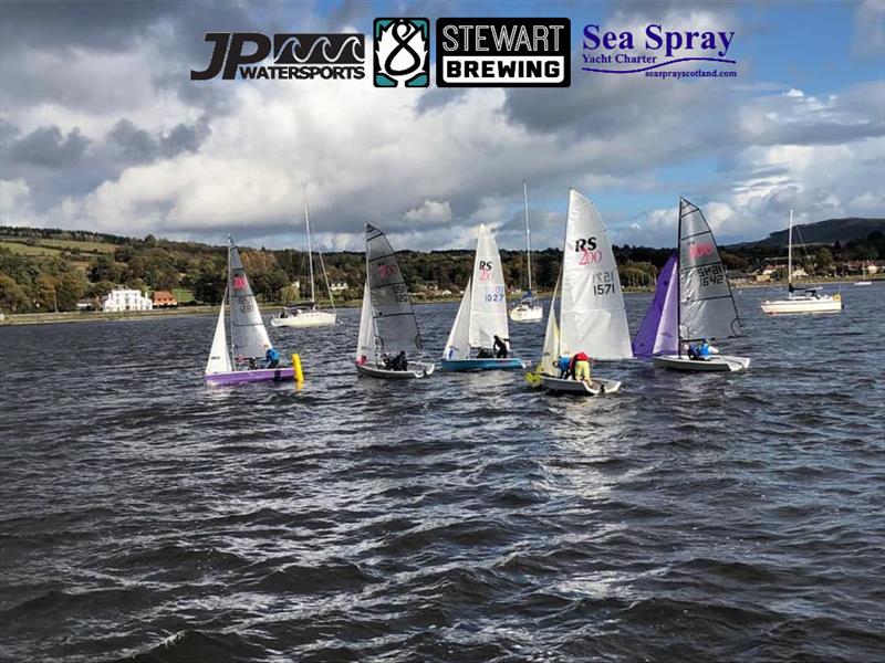 A typical exciting leeward mark rounding during the RS200 Sprints at Helensburgh photo copyright Helensburgh SC taken at Helensburgh Sailing Club and featuring the RS200 class