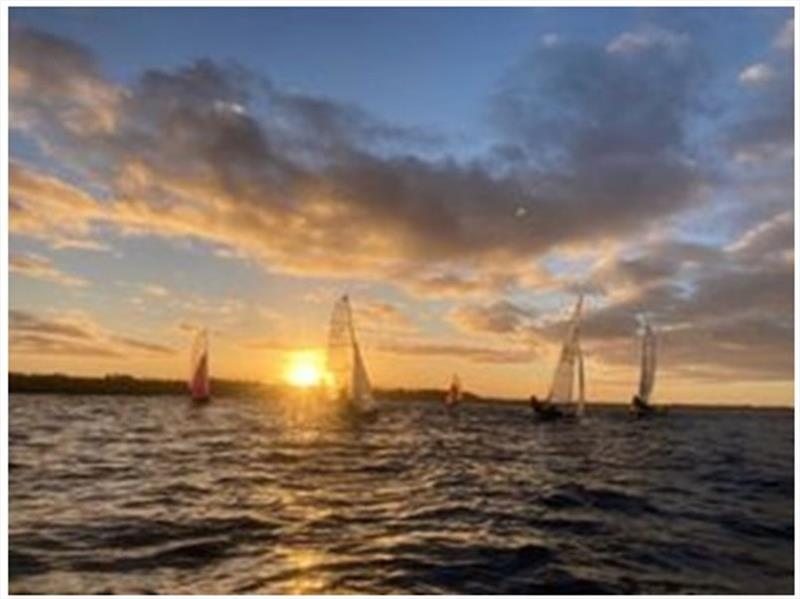 Boats practicing rudderless sailing into the sunset - Scottish Winter Try Hard Series photo copyright Brendan Lynch taken at East Lothian Yacht Club and featuring the RS200 class