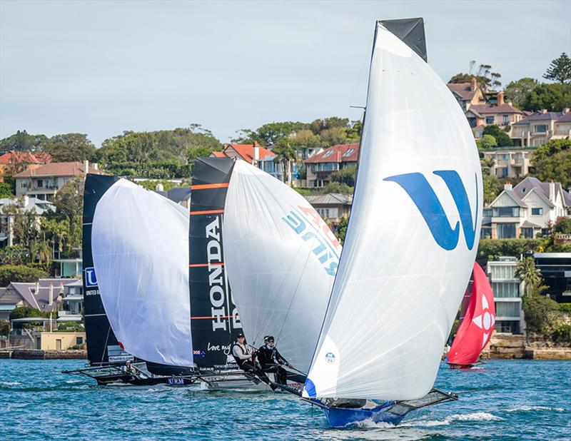 Winning Group lies seccond overall - 18ft skiffs - JJ Giltinan Championship - March 17, 2020 - Day 3 - Sydney Harbour photo copyright Michael Chittenden taken at Australian 18 Footers League and featuring the 18ft Skiff class