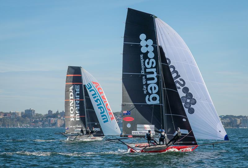 SMEG and Honda Marine  - JJ Giltinan 18ft Championships - March 2020 - Sydney Harbour photo copyright Michael Chittenden taken at Australian 18 Footers League and featuring the 18ft Skiff class
