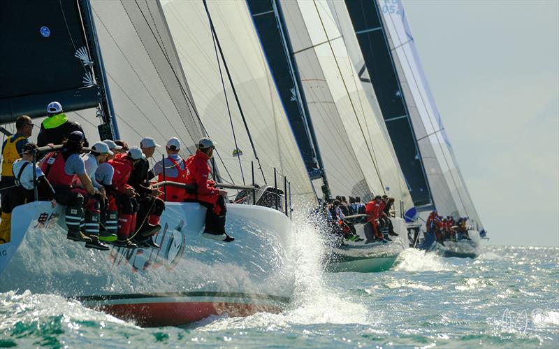 TP52 line up at the start of the  - 2019 Lendlease Brisbane to Hamilton Island Yacht Race photo copyright Mitch Pearson / Surf Sail Kite taken at Royal Queensland Yacht Squadron and featuring the TP52 class