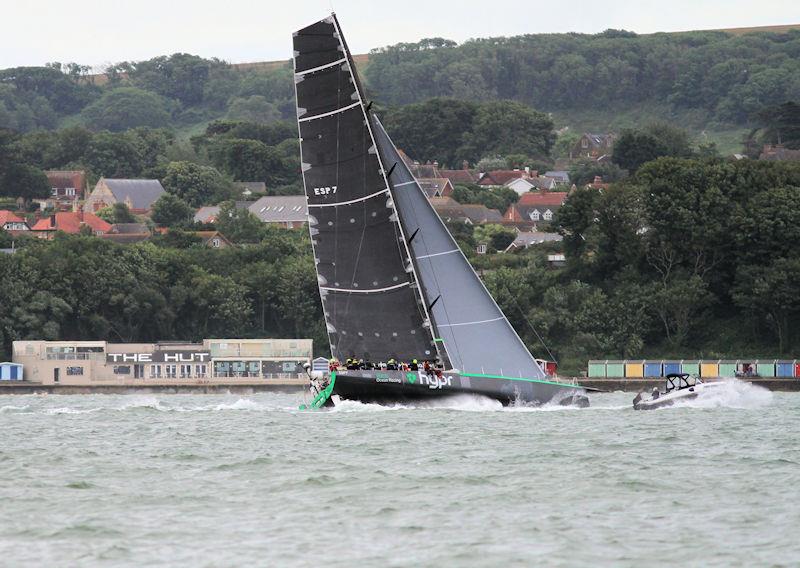 The 2023 Round the Island Race fleet pass through the Hurst narrows photo copyright Sam Jardine taken at Island Sailing Club, Cowes and featuring the Volvo 70 class
