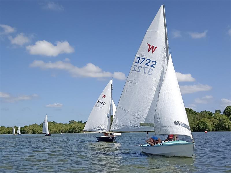 Vic Gyselynck and Tony Archer leading race 2 at the Banbury Wayfarer Open photo copyright Neil Firth taken at Banbury Sailing Club and featuring the Wayfarer class